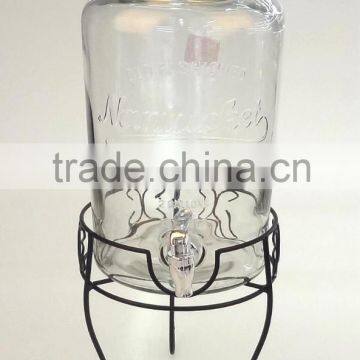 Glass juice dispenser with faucets (CCP842)