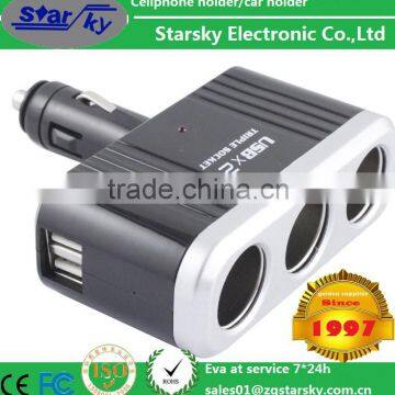 Car Cigarette Lighter USB Plug Sockets Splitter Charger Power Adapter With USB Port Led Light Switch