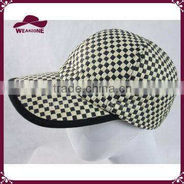 Black and white plaid straw baseball cap paper sun hat