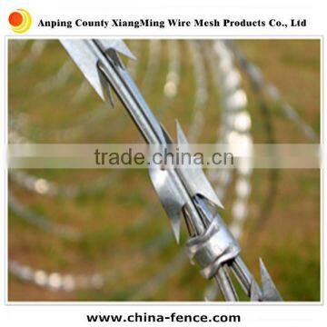 Hot dipped galvanised and powder coated razor barbed wire