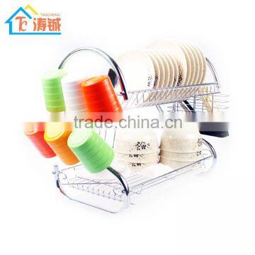 China Factory Direct Selling Chrome Plated 2 Layer Kitchen Dish Rack With pp Tray photo-4