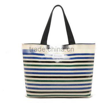 waterproof coated Striped Tote bag ,shopping bag