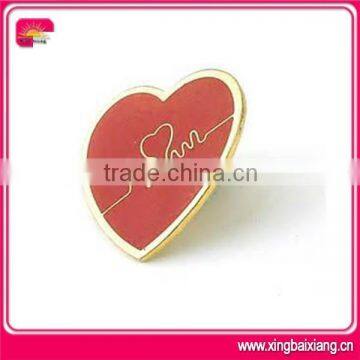 Hot sell 25mm heart shape metal button collar badges