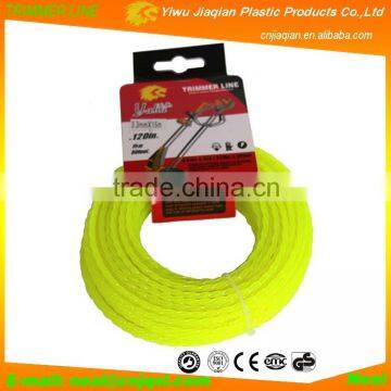 3.3X15M Square Spiral Shape Light yellow Colored Grass Cutter Line Nylon Grass Trimmer Line