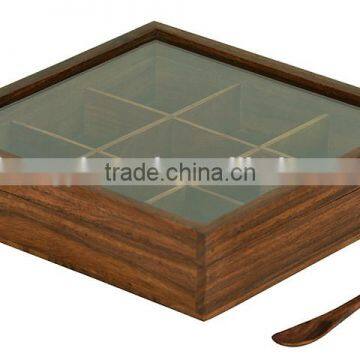 2016 Wholesale Handmade New Design Cheap Wooden Spice Box for Kitchen Storage