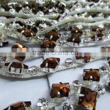 color rhinestone cup chain trimming for wedding decoration