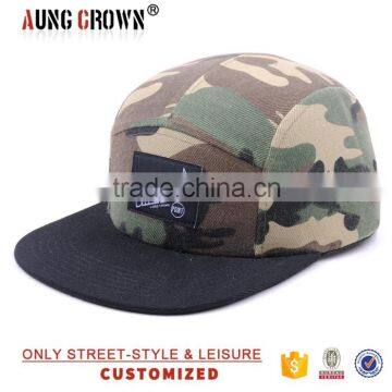 Custom 5 Panels Snapback Caps/cool 5 Panel Cap/camo 5 Panel Camp Cap Flat Brim photo-2