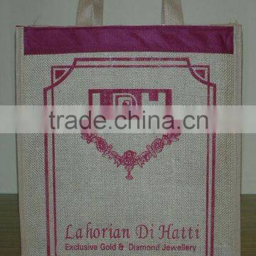 Screen Printed Laminated Jute Promotional Bag