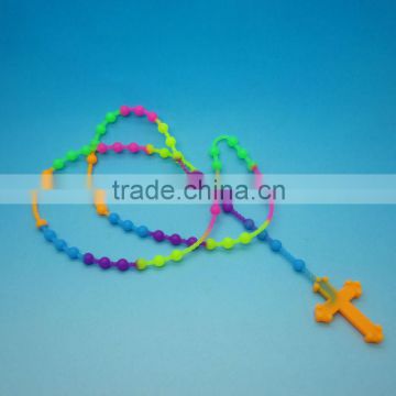 Wholesale Tie dye colors Church Cross Rosary Silicone unique cross necklaces