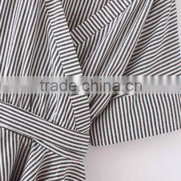 Blouses Latest Fashion Design Women Clothing Black And White Stripe Bow Wrapped Blouse photo-4