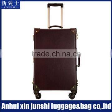 Wholesale High Quality Vintage Luggage Custom PU Leather Bag Trolley