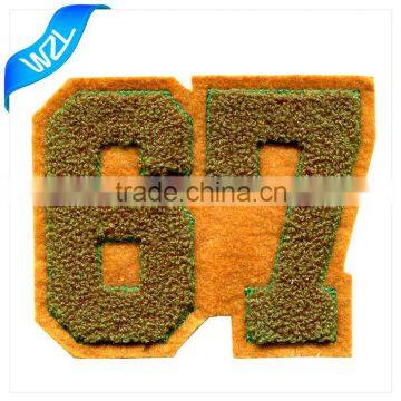 Wholesale clothing accessories logo embroidering Letters and Numbers felt Chenille Embroidery Patches