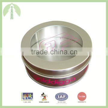 tin box for Children with pvc window, small boxes, round box