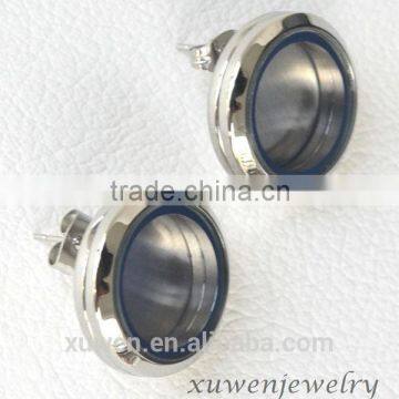 locket surgical steel extra long post stud earrings