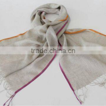 india Linen scarves shawls scarf with Neon border