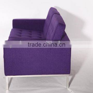 Two Seat Color Wool Fabric Living Room Furniture Deep Purple Sofa Sale photo-3