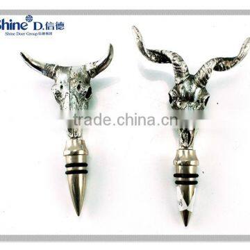 silver deer head stainless steel bottle wine stopper novelty custom wine stopper                        
                                                Quality Choice