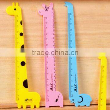 Promotion student gift DIY creative stationery cartoon giraffe animal series shaped Personalized ruler school kids plastic ruler