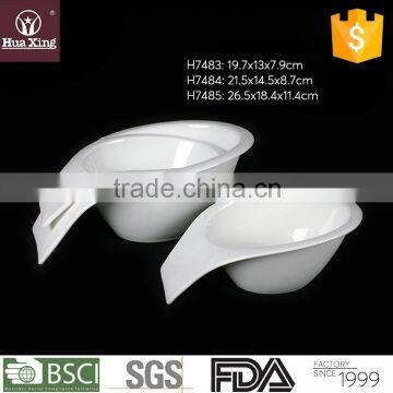 H7483 elegant design white corundum porcelain decorative bowls unique