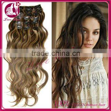 Unprocessed 100% human hair clip hair extension