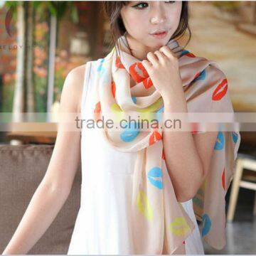 Fashion high quality the new sexy lipstick chiffon long scarf