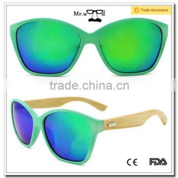 Mr.Wood Wooden Sunglasses Spring Hinge Plastic Frame Bamboo Sunglass Bamboo Leg