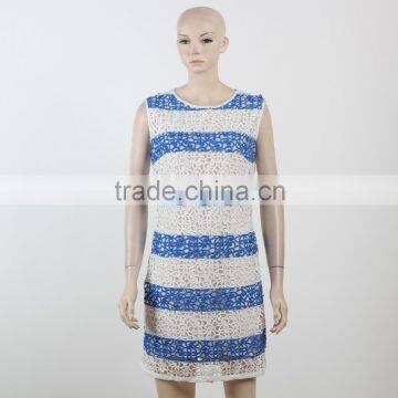 Latest net dress blue and white stripe dress fitness dress for girl woman summer dress