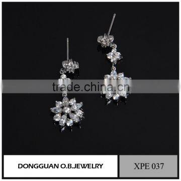 Beautiful sterling silver earring for lady, wholesale bridal jewelry flower earring design