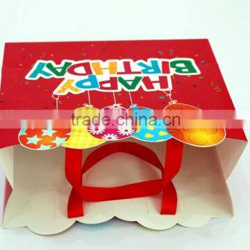 new popular fancy stock birthday paper bag with ribbon bow tie supplier and manufacture