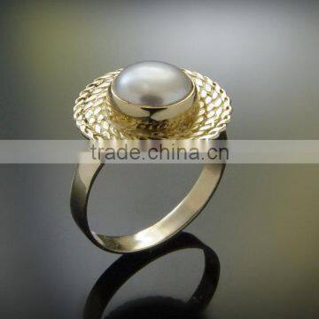 falak gems Pearl Engagement ring Fresh water pearl, gold stone ring, Braided Pearl Gold Wedding jewelry handmade rings