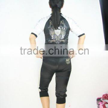 Women Short Sport Jogging Suit Poplin Shiny Emb. & Print Full Zipper Hooded photo-4
