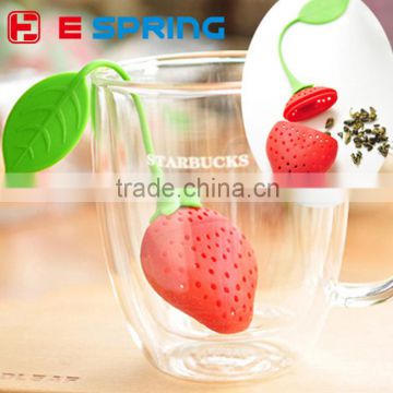 Strawberry shaped Silicone Tea Leaf Strainer Ball Stick Loose Herbal Spice Infuser Filter Tool