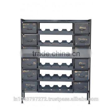 Industrial Iron wine bottle chest