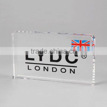 Trade Assurance printing logo display Clear Acrylic Logo Block With Printing