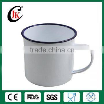 Wholesale Cheap White Custom logo enamel cup/mug with customized decal