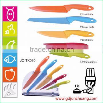 6PCS 2Cr13 non-stick printing colorful fancy knife set