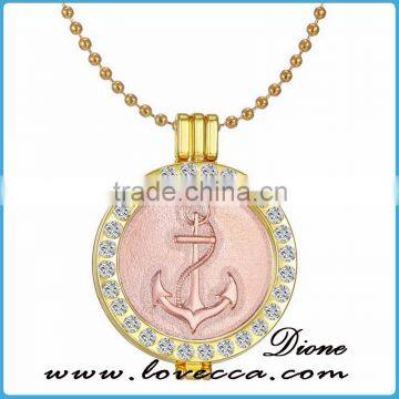 Round interchangeable Pendant Anchor Coin Necklace For Women