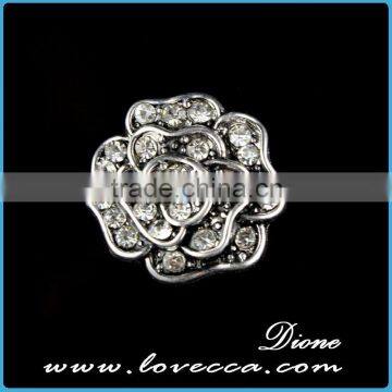 Small order best price women fashion real flower crystal metal buttons