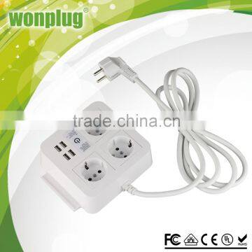 Home/Office Power Strips Surge Protector 4 outlet Desk Schuko Plug With Surge Protection 4 ft Long Extension Cord 4 USB