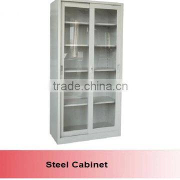 Laboratory Furniture Type Steel Glass Door Tall Thin Storage Cabinet, W900mm x D400~450mm x H1800~1900mm