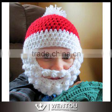 Crochet Santa Bearded Beanie, Santa Beard Hat with Detachable beard