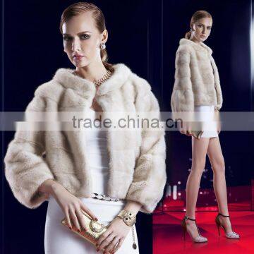 Classic short whole mink fur coat for women