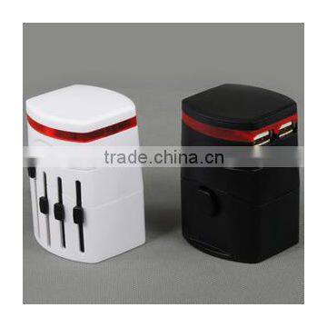 New product  china travel universal adaptor daul USB port multi plug 2.1A