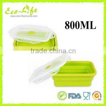 800ML Microwave Safe Foldable Silicone Lunch Boxes Fresh Food Container