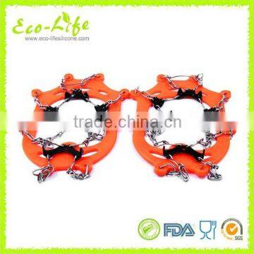 1 Pair Mountaineering Hiking Anti-Slip Silicone Shoe Crampons, Eight Tines Ice Grippers photo-5