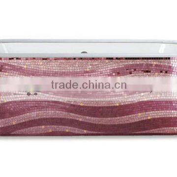 MB PBT-RF-PU01 premium sanitaryware design handmade purple glass mosaic art oval bathtub purple bathtub