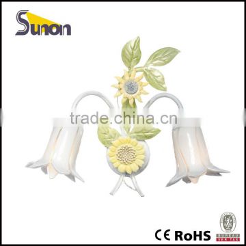 2 light wrough iron modern sunflower wall sconce