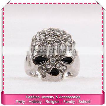 Imitation Diamond skull wedding ring fashion, low price men imitation precious stone rings