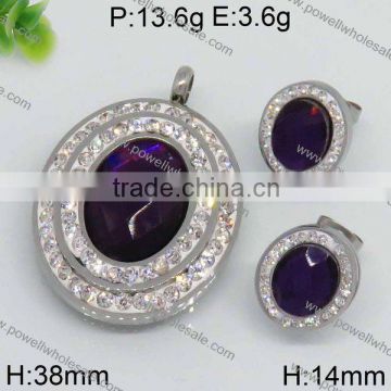 New Arrival Good quality wholesale silver diamond colorful jewelry set