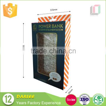 custom paper packaging box for power bank with plastic PVC window